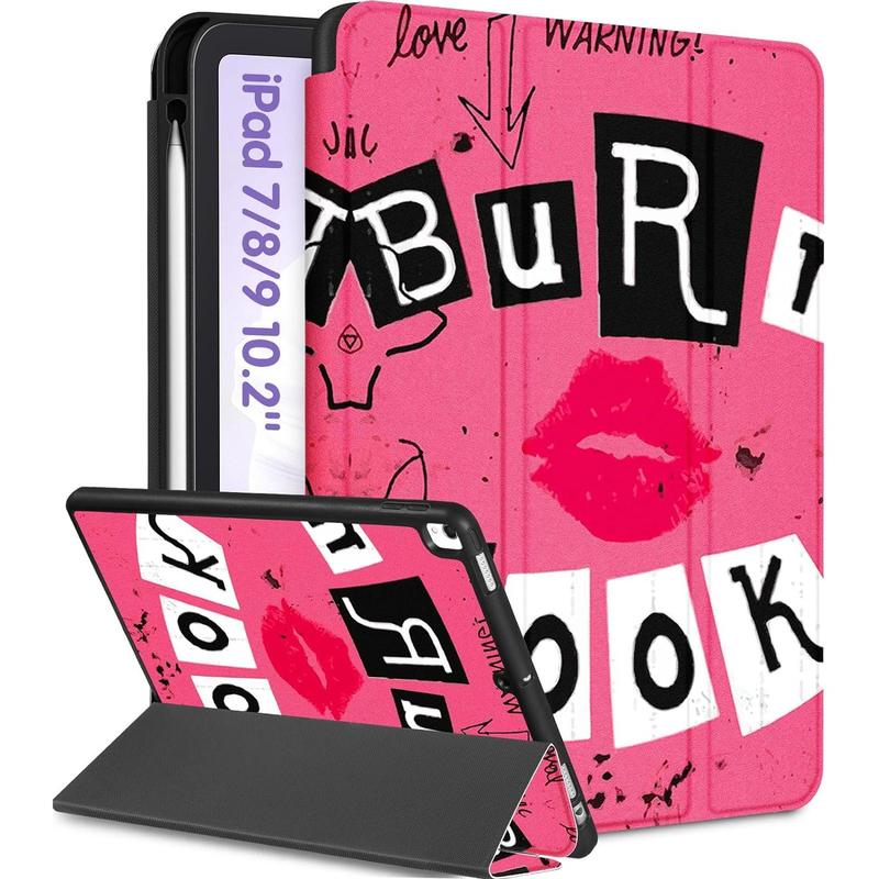 Case for iPad 9th 8th 7th Generation Case 10.2 Inch Girls Cute Women Folio Smart Cover with Pencil Holder Red Lips Design Funny Girly Cases for iPad 7 8 9 Gen A2602 A2270 A2197