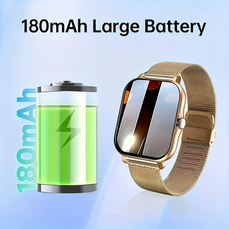 Business Style Smart Watch, Equipped with Full Touch Display, SMS Phone Notification, Weather Update, Multiple Sport Mode, Pedometer, Calorie Counter-Zinc Alloy Case, Square Dial, USB Rechargeable Lithium Polymer Battery, silicone and Stainless Steel Stra