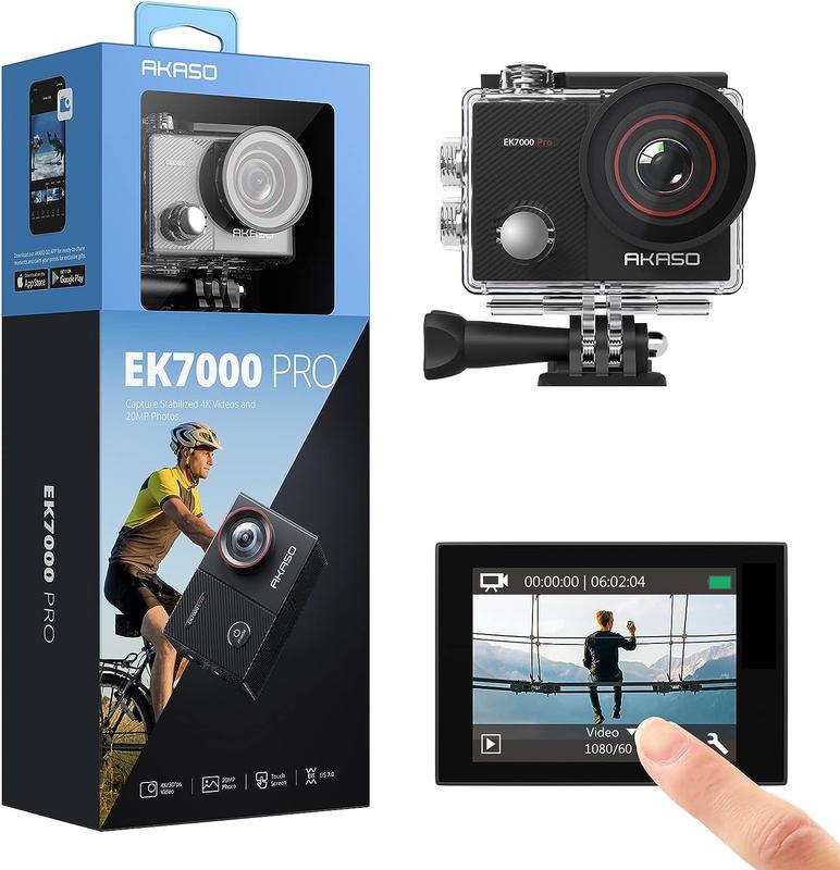 AKASO EK7000 Pro 4K Action Camera with Touch Screen EIS Waterproof Camera Remote Control Underwater Camera with Helmet Accessories Kit