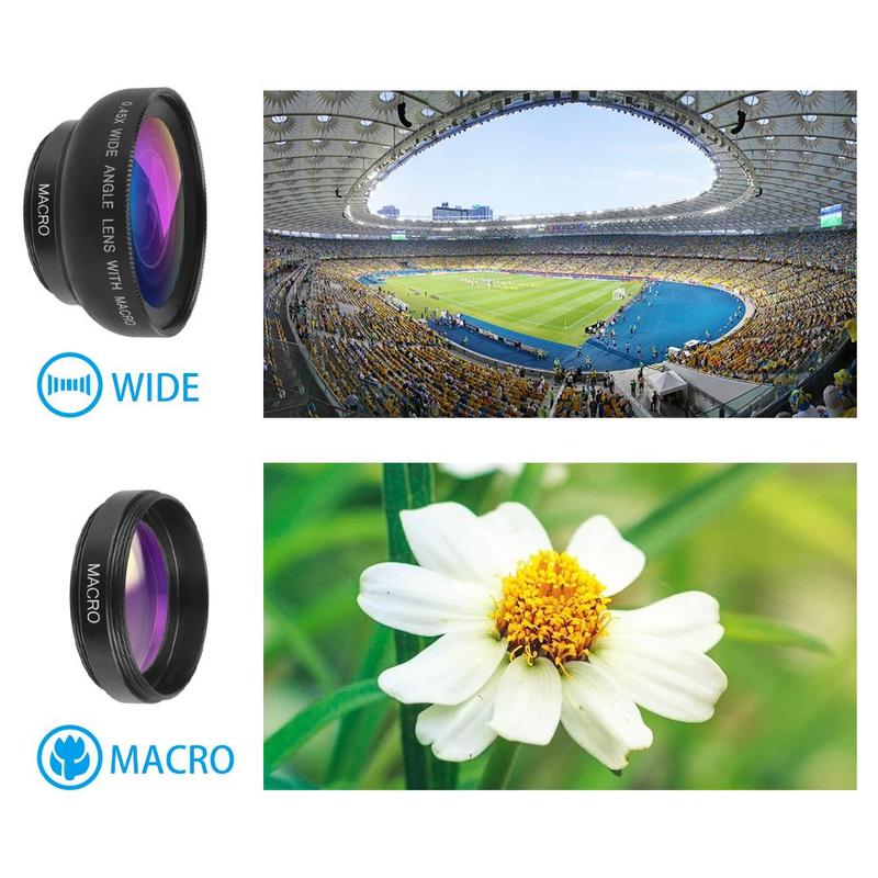 APEXEL 2 in 1 0.45X Wide Angle & 12.5X Macro Lens, Mobile Phone Lens, Mobile Phone Accessories for iPhone Huawei Samsung Xiaomi Android Smartphone