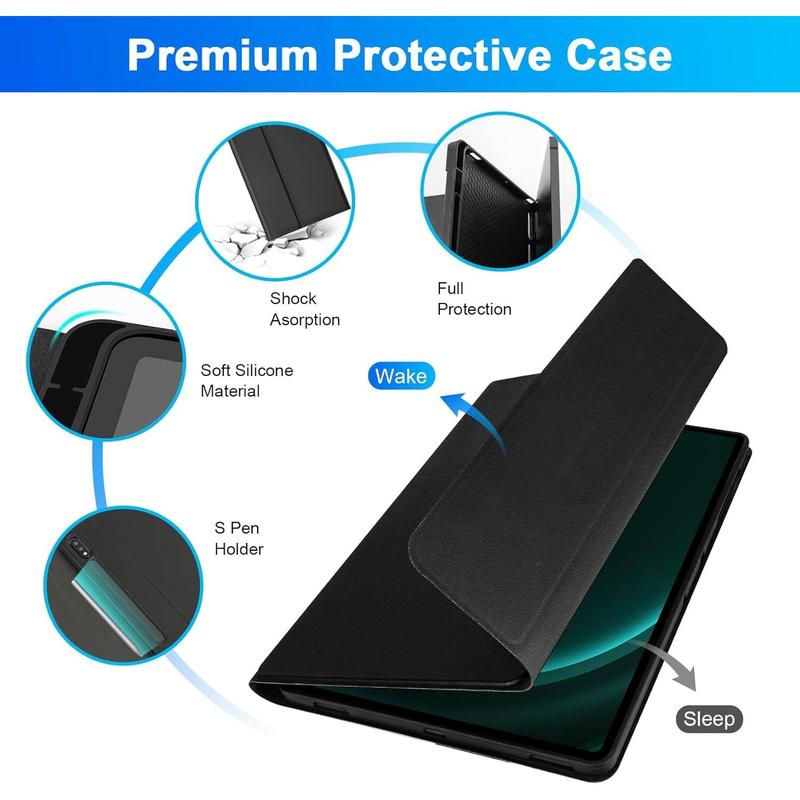 Soppy keyboard case with mouse for Galaxy Tab S10 + S9 + S9 Fe +  S8 +  S7 +  S7 FE 12.4 