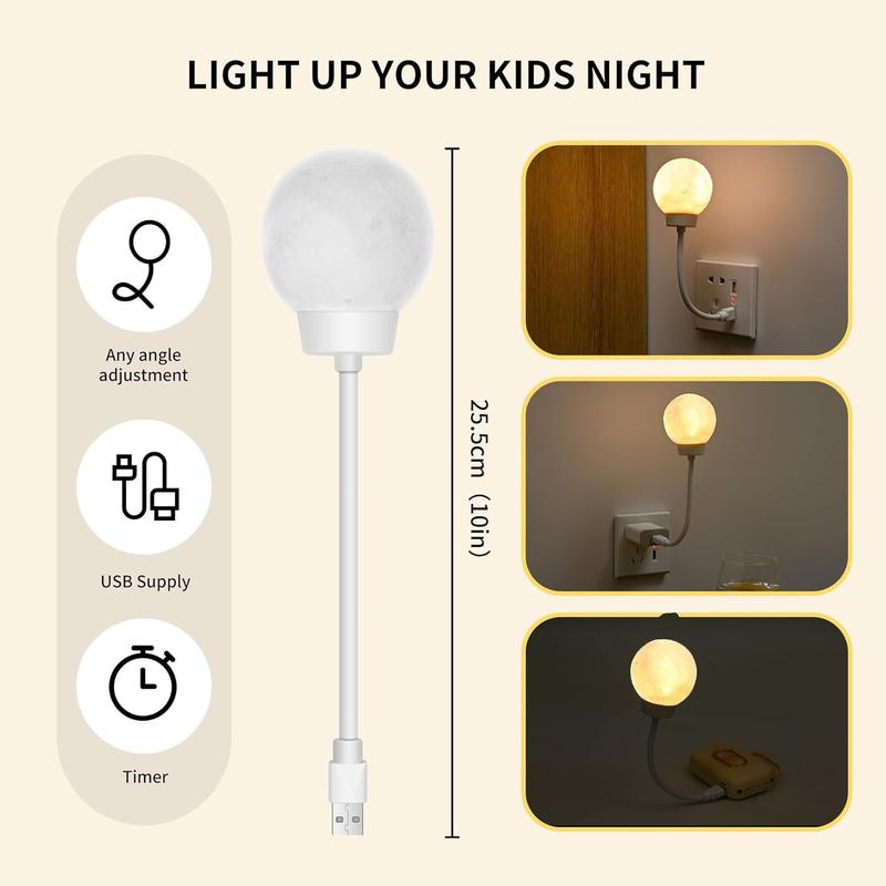 Moon Night Light LED Desk Lamp, USB-Powered Smart Voice Control Night Light, 3 Color Dimmable, Bedroom Light, Birthday Gift Smartphones