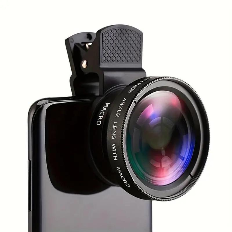 2 in 1 Clip-on Lens Kit, 0.45X Wide Angle & 12.5X Macro Lens with Storage Bag, Portable Camera Lens Kit for Most Smartphone Models