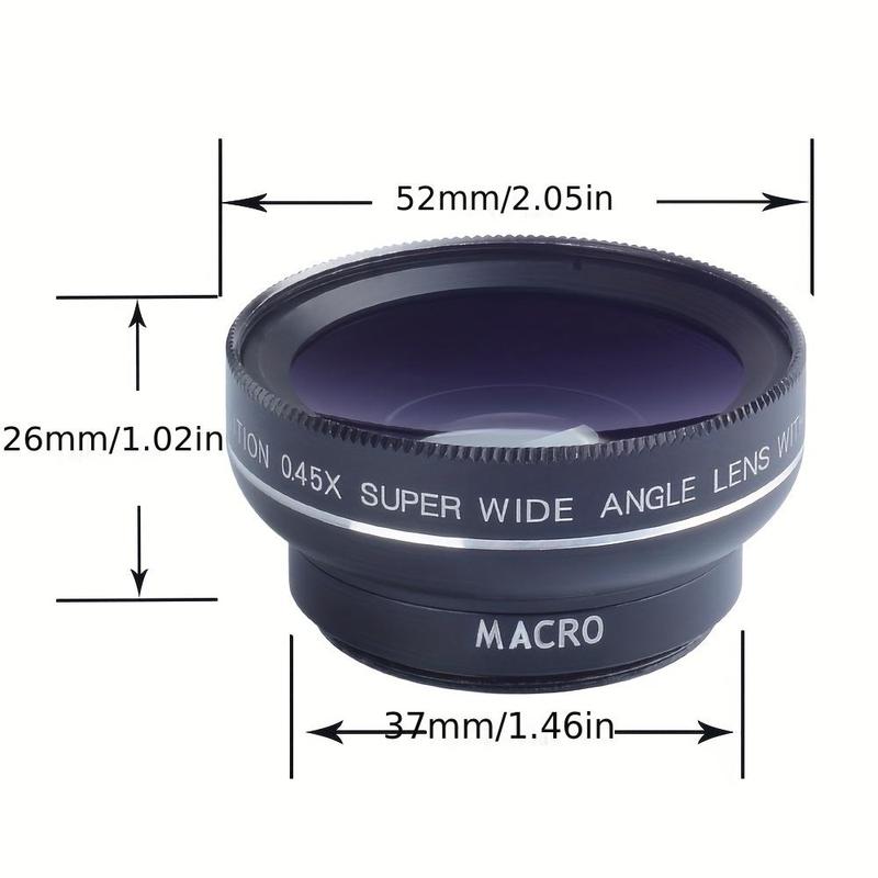 2 in 1 Clip-on Lens Kit, 0.45X Wide Angle & 12.5X Macro Lens with Storage Bag, Portable Camera Lens Kit for Most Smartphone Models