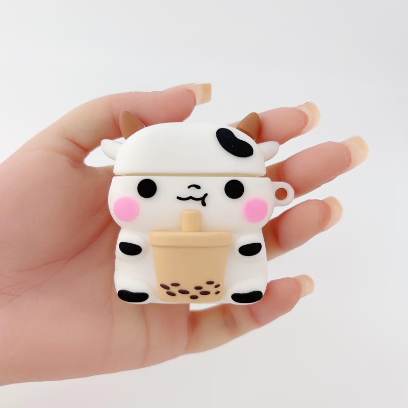 Milk Cow Airpods Case Cover for 1 2 3 Pro Adorable Shockproof Silicone Protective Case Cover Accessories Handheld