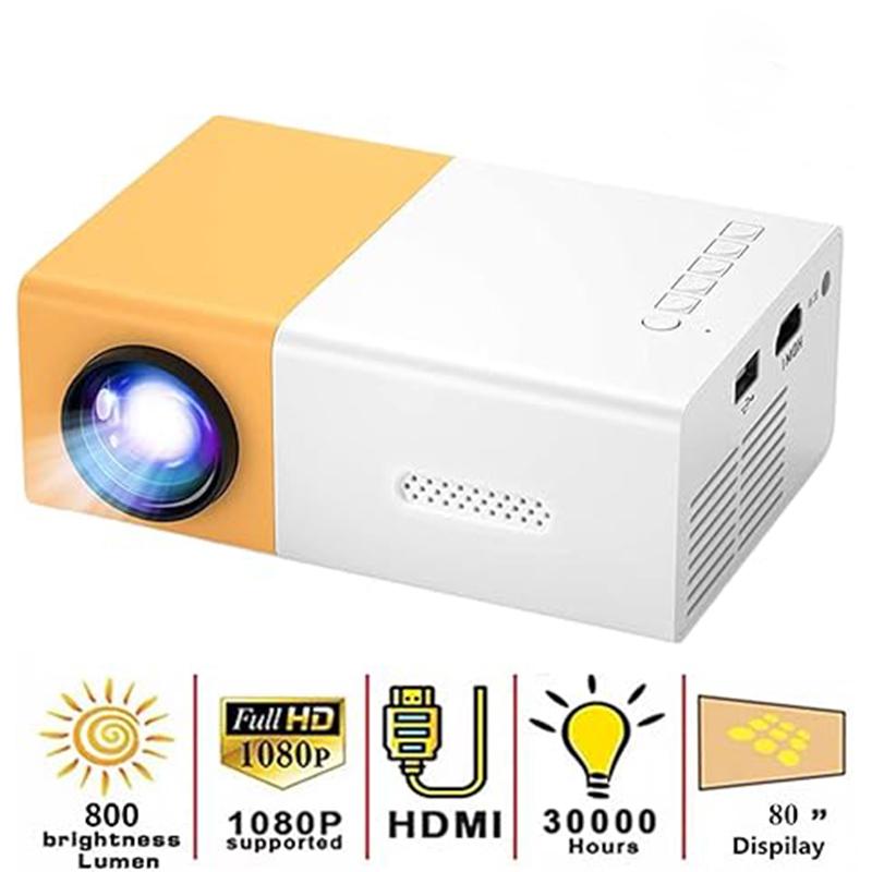 2024 New mini projector, high peak projector，children's gift, birthday gift, easy to carry outdoor camping home theater office use, with compatible devices such as USB SD AV Hd 3D-Ready, High-Resolution LCD, USB Media Playback with Remote, US Plug Audio