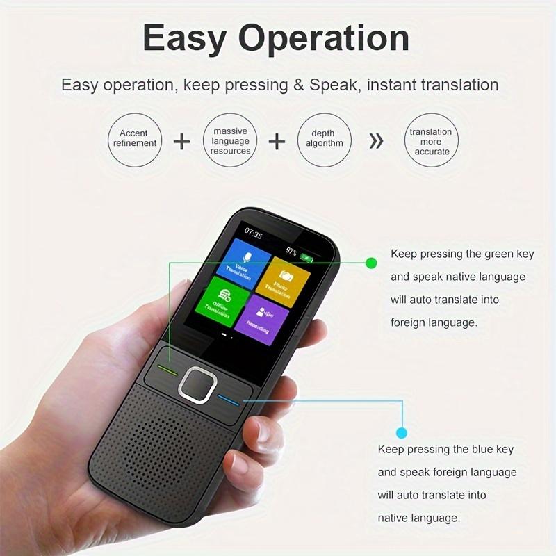 Portable Language Translator Device | 138 Languages, Real-Time Voice & Photo Translation | Online & Offline Mode for Business, Travel & Learning voice translator