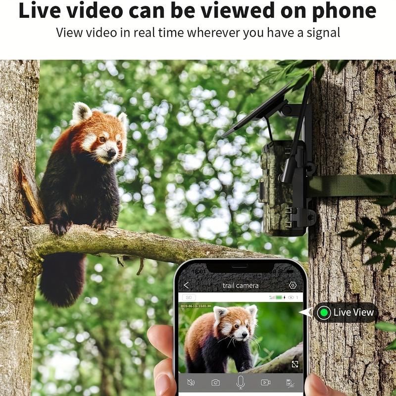 2pcs 4G LTE Cellular Trail Camera With 2.7K Live View, 3rd Gen Cellular Trail Cameras With Live View, Solar Game Cameras, Mobile Application Access&Playback, Motion Activated&0.2s Trigger Time, Night Vision, Built In SIM Card (including 300MB Trial Data),