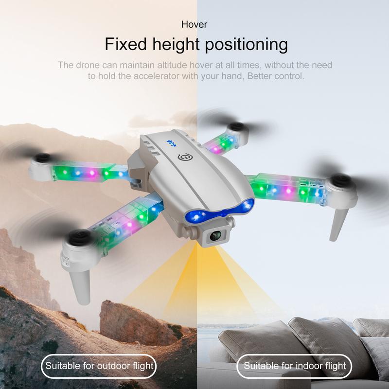 2024 Foldable Drone with 4K Dual Camera for Adults, RC Quadcopter WiFi FPV Live Video, Altitude Hold, Headless Mode,Colourful LED Light,Grey