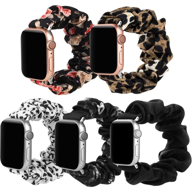 Elastic Scrunchie Band Compatible with  Watch Series 10 (42mm) Series 9 8 7 (41mm) 6 SE 5 4 (40mm) 3 2 1 (38mm), Women Bracelet Band Compatible with iWatch 42mm 41mm 40mm 38mm, Large