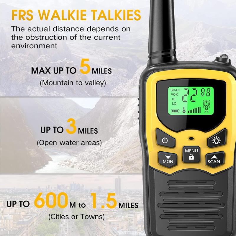 Walkie Talkies for Adults with LED Flashlight VOX Scan LCD Display, Audio Adjustable Audio Adjustable Communication Durable