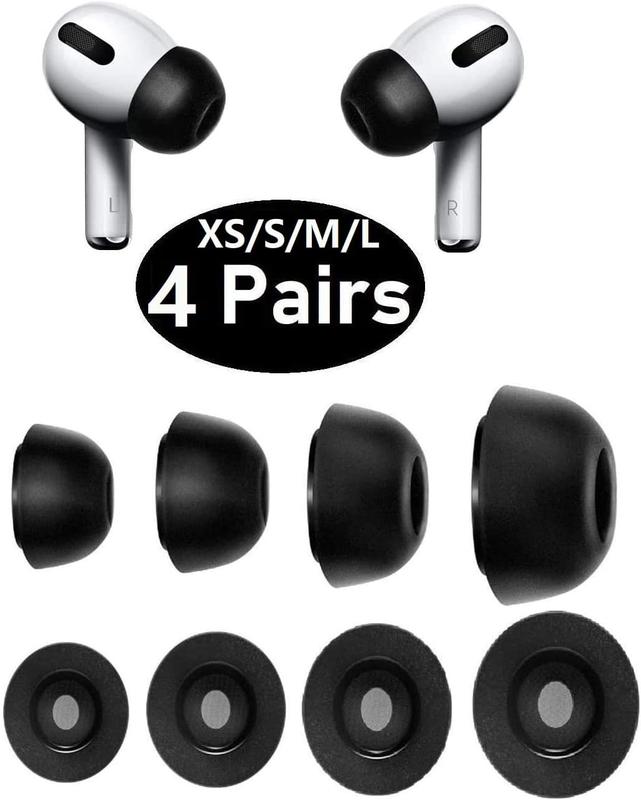 Tips Compatible with AirPods Pro 2nd gen. and 1st gen, No  Eartips . Anti-Slip Eartips, Fit in The  Case, 4 Pairs (XS S M L,  Black)