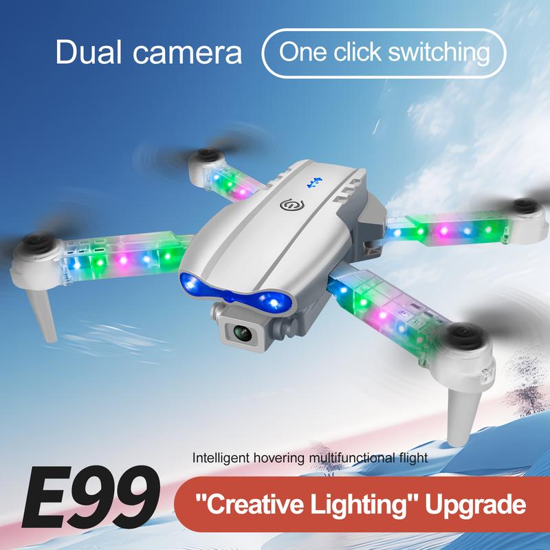 2024 Foldable Drone with 4K Dual Camera for Adults, RC Quadcopter WiFi FPV Live Video, Altitude Hold, Headless Mode,Colourful LED Light,Grey