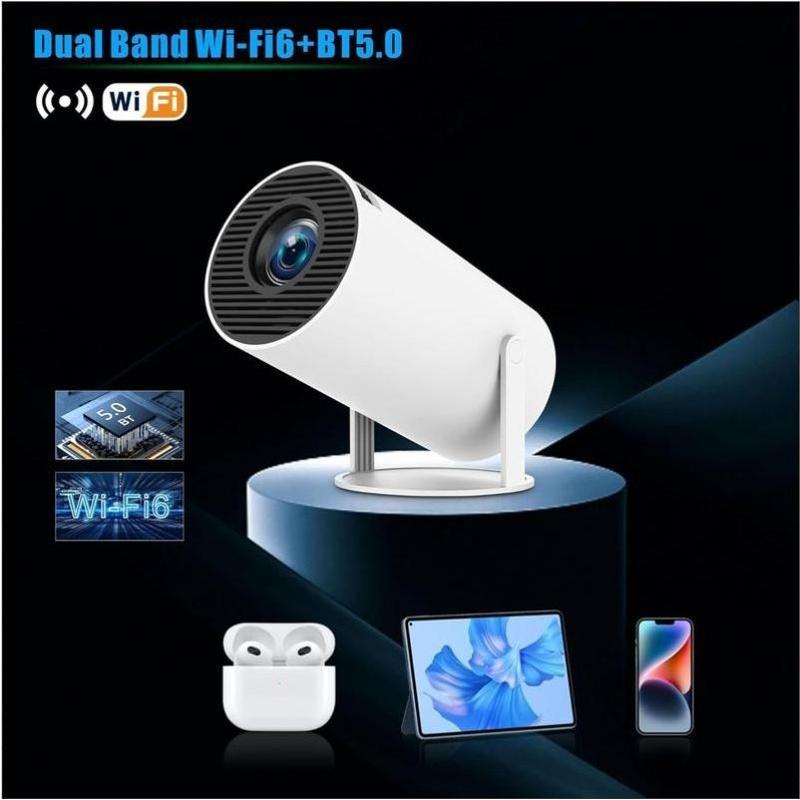 Portable 4K UHD Projector, 180°Rotatable WIF16 Bluetooth5.0 Projector Multifunctional Projector for Home Theater,Outdoor, Presentations