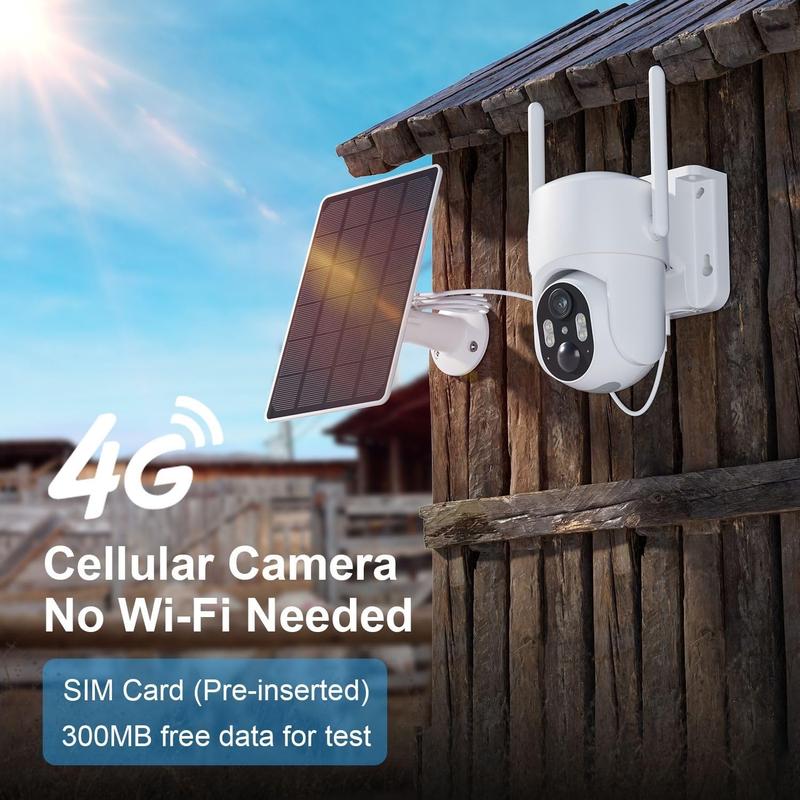 No WIFI  Camera No Internet Needed, 4G LTE Cellular  Camera Outdoor , Cell Camera with SIM Card, PIR Sensor, 2K Color Night Vision, SD Cloud, 2-Way Talk, IP66