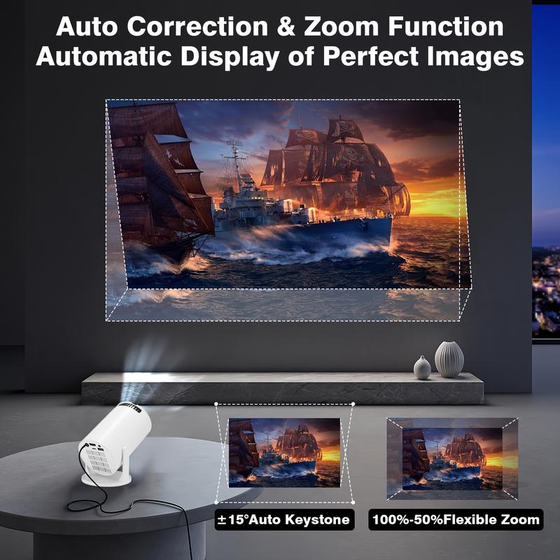 4K  projector-smart WiFi & wireless, adjustable screen, 180 ° rotation, USB powered-ideal for home entertainment Portable WIFI6 Bluetooth Projector Audio the iphone 17 charger the new apple iphone 17  projector 4k projector console  projector