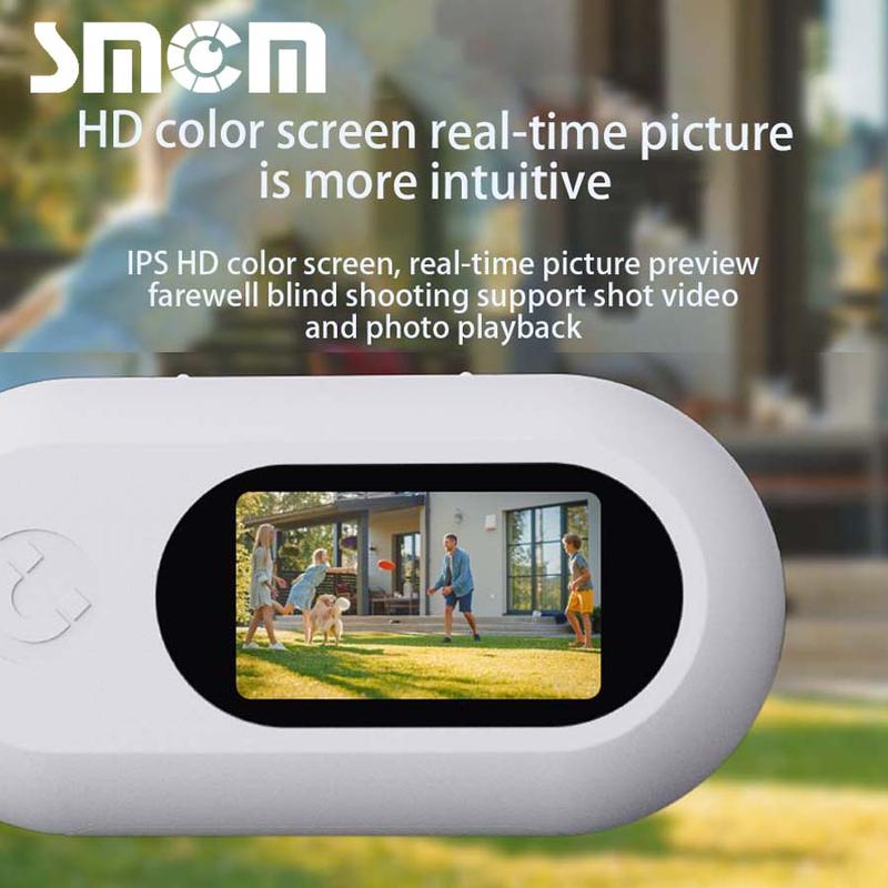 SMCM Portable Mini Sports Camera, 1080P HD Color Screen Back Clip Camera with Pet Collar, Outdoor Sports DV with 360 Degree Rotation for Photography, Video Recording