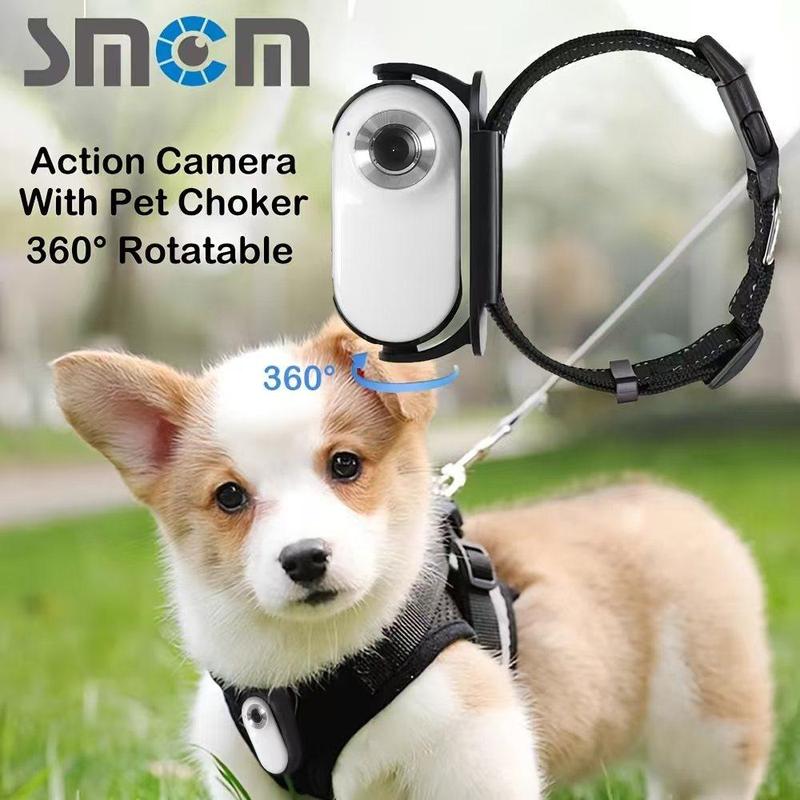 SMCM Portable Mini Sports Camera, 1080P HD Color Screen Back Clip Camera with Pet Collar, Outdoor Sports DV with 360 Degree Rotation for Photography, Video Recording