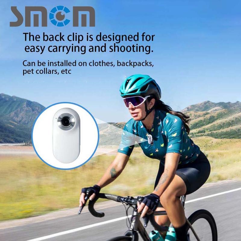 SMCM Portable Mini Sports Camera, 1080P HD Color Screen Back Clip Camera with Pet Collar, Outdoor Sports DV with 360 Degree Rotation for Photography, Video Recording