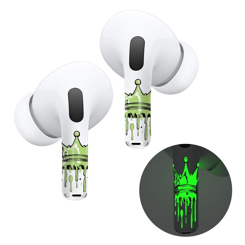 Cartoon Crown Pattern Glow in the Dark Earbuds Sticker, 1 Pair Luminous Earbuds Art Skin for Air Pods, Earbuds Protection Accessories for Men and Teenagers