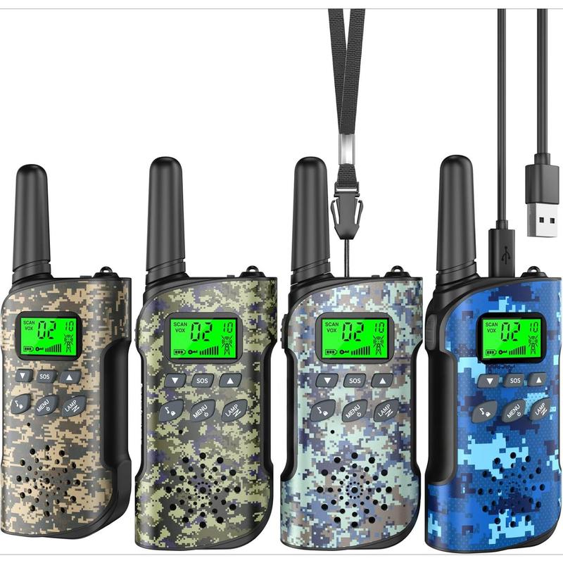 Walkie Talkies for Kids Rechargeable, 48 Hours Working Time 2 Way Radio Long Range, Outdoor Camping Games Toy Birthday Xmas Gift for Boys Age 8-12 3-5 Girls, 3 Pack Camouflage