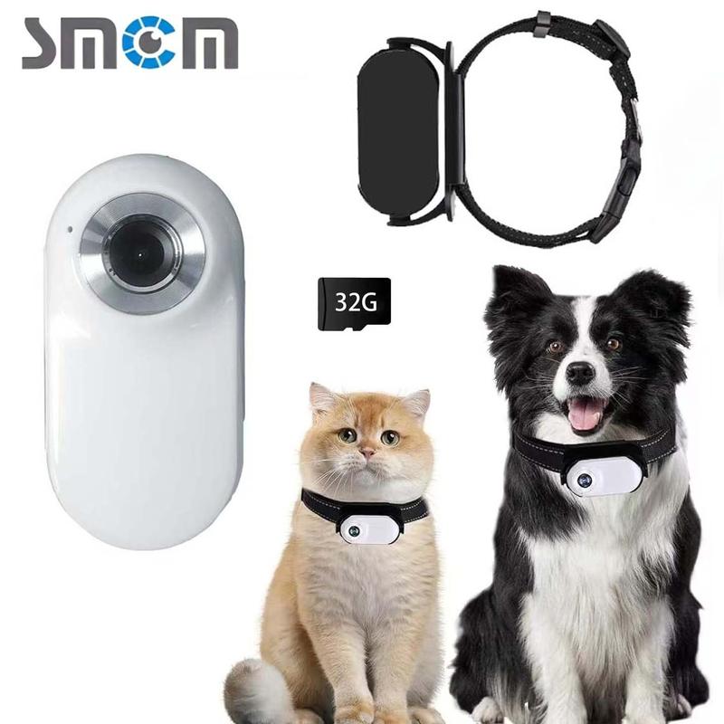 SMCM Portable Mini Sports Camera, 1080P HD Color Screen Back Clip Camera with Pet Collar, Outdoor Sports DV with 360 Degree Rotation for Photography, Video Recording