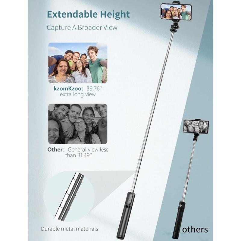 WERWR Selfie Stick Tripod with Detachable Wireless Remote, 4 in 1 Extendable Portable Selfie Stick & Phone Tripod Stand Compatible with Gopro, iPhone Samsung Huawei