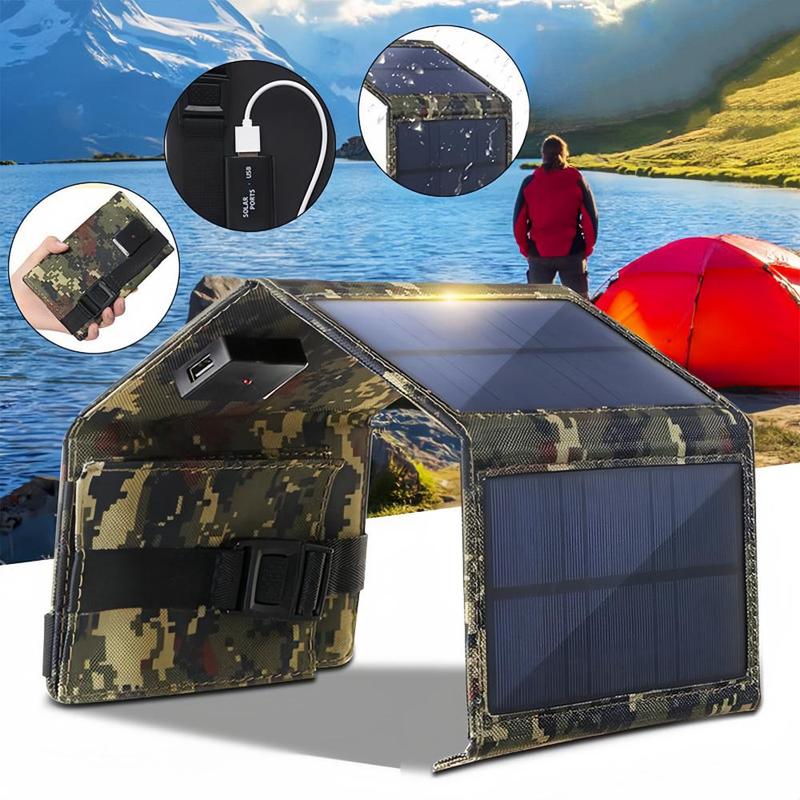 Portable Solar Powered Power Bank, 20W Foldable Solar Charger, IP65 Waterproof Solar Power Bank, Cellphone Mobile Charging Power Bank, Outdoor Camping Hiking Phone Charger, Summer Gift for Friend