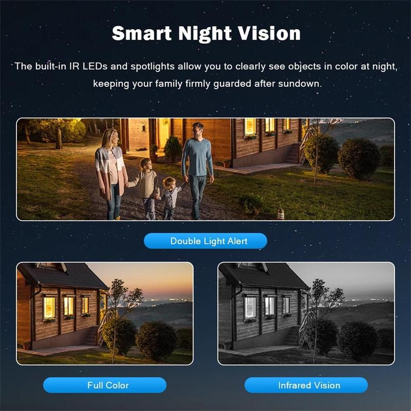 4K Security Camera, Outdoor Security Camera, 2.4GHz WiFi PTZ Security Camera, Wireless Outdoor 3 in 1 Lens 360° PTZ Cameras for Home Security Outside