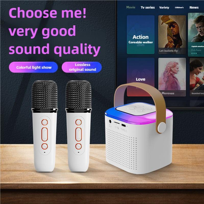 Portable Handheld Karaoke Microphone Speaker Machine, USB Rechargeable karaoke machine with Microphone Set, Suitable for Family Parties, Birthdays