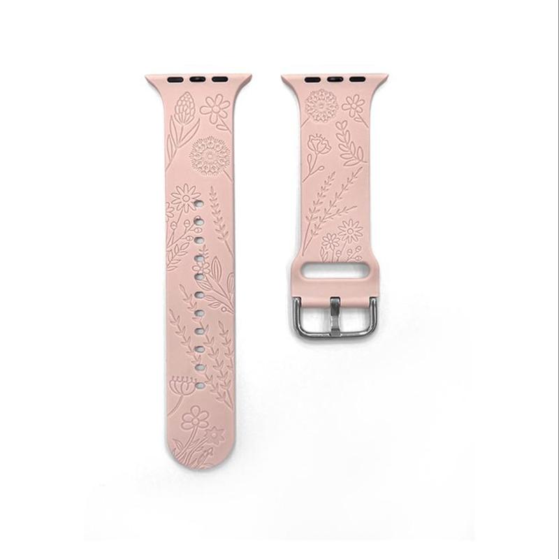 Flower Pattern Silicone Watch Band, 1 Count Fashion Watch Band for Women Girls, Wearable Accessories Compatible with Apple Watch Series 9 8 7 Se 6 5 4 Ultra2