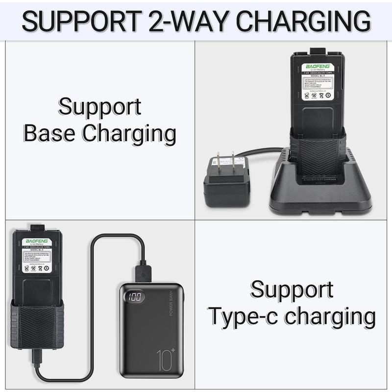 UV-5R Battery 3800mAh USB-Charging Extended Battery UV5R BF-8HP UV-5R Series Radios High Capacity Battery with Type-Charging (2)