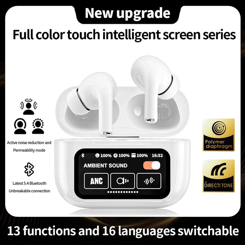 In-ear Design Wireless Earphone, Noise Cancelling Earbuds with Touch Screen Charging Case, TWS Bluetooth-compatible Earbuds for iPhone Android Audio Headphones，With lanyard