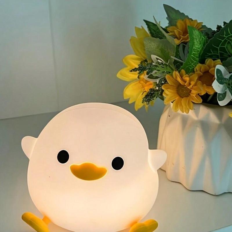 Cute Duck Shaped Design USB Rechargeable Night Light, Creative Cartoon Silicone Night Light, LED Desk Light For Home Bedroom, Living Room Decor