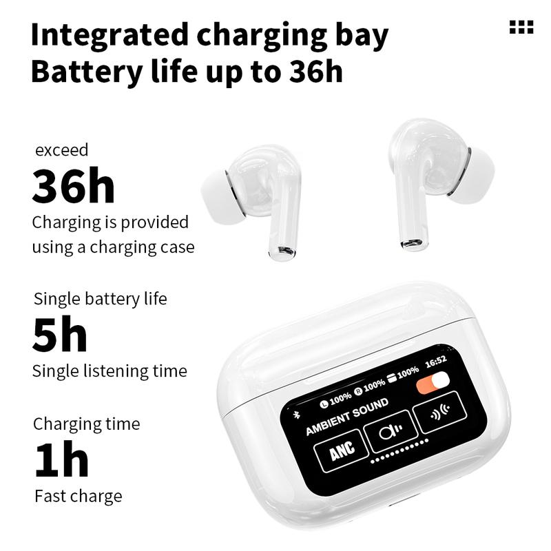 In-ear Design Wireless Earphone, Noise Cancelling Earbuds with Touch Screen Charging Case, TWS Bluetooth-compatible Earbuds for iPhone Android Audio Headphones，With lanyard