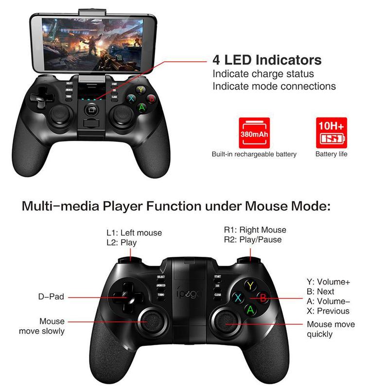 Wireless Gamepad, 2.4G Wireless Game Controller with Receiver, Gamepad for iPhone Android PC Playstation 4 3 PS4 PS3 Nintendo Switch, Gaming Console Accessories, Stocking Fillers Gift