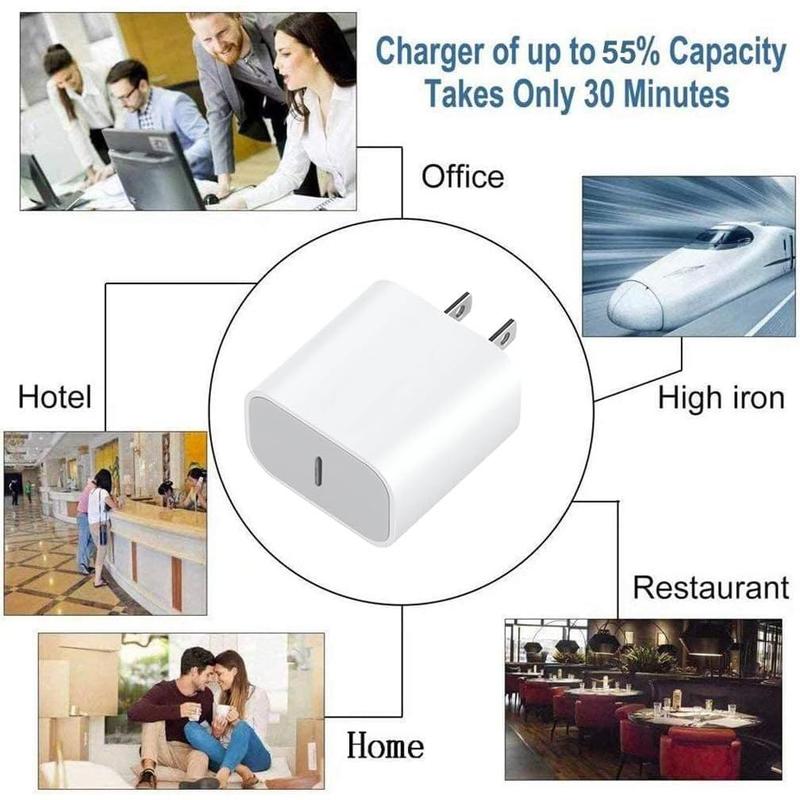 iPhone 15 Charger 20W USB C Charger for iPhone 15 15 Plus Pro Max, iPad Pro 12.9 11 inch, iPad Air 5th 4th, iPad 10th, 2Pack PD Fast Charger Block with 6.6FT Long USB C to C Cable