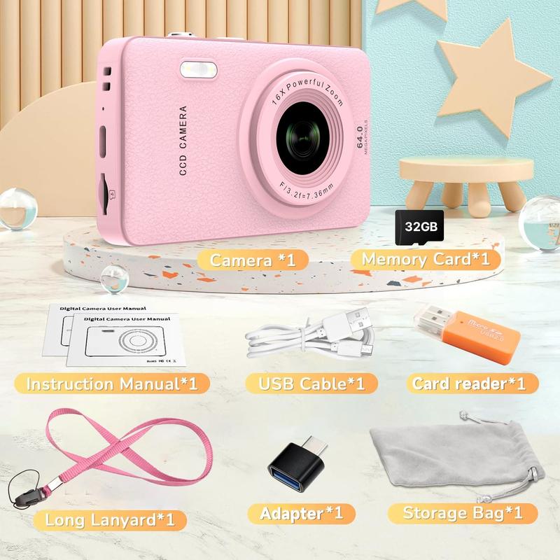 1080p vintage digital camera with 16x automatic digital zoom, suitable for beginners and teenagers