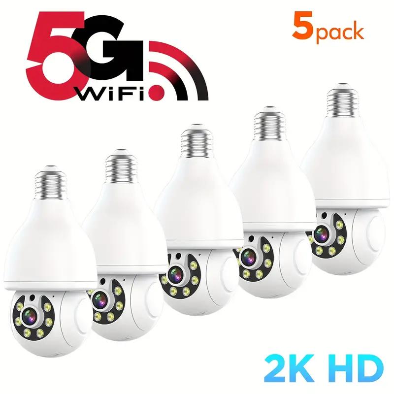 5pcs Bulb Security Camera 5G&2.4G WiFi Wireless Outdoor Indoor, 360° Bulb Camera Home Security Outdoor Indoor, Motion Detection and Alert, Two-Way Talk, Color Night Vision