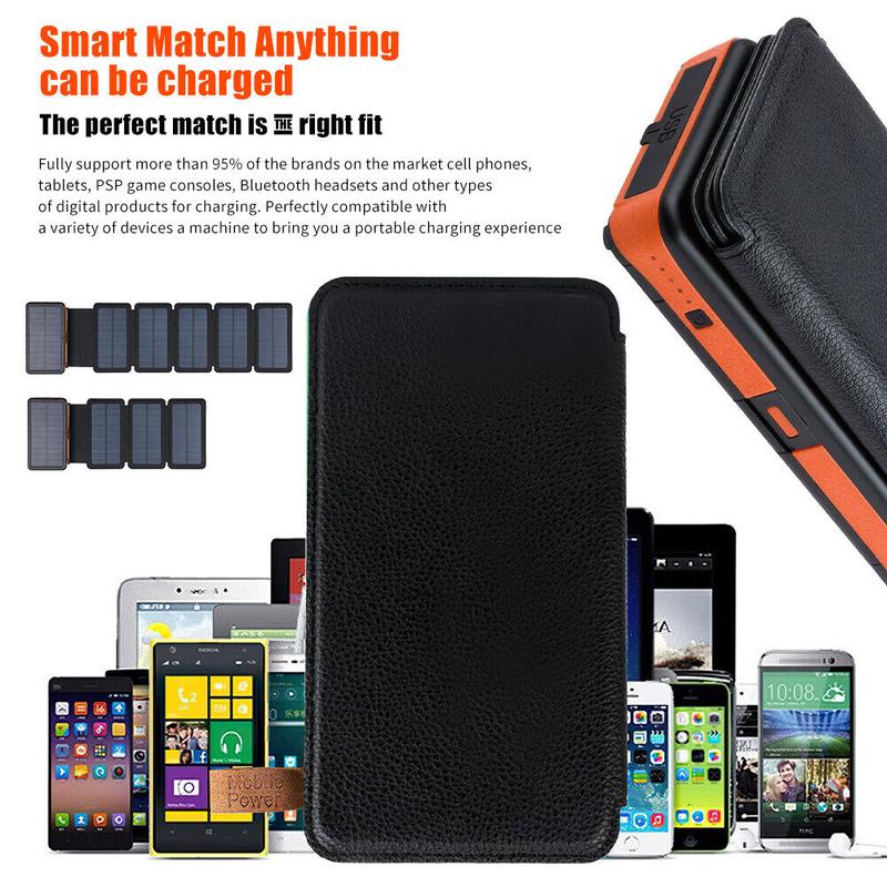 46800mAh 6 Solar Panel Portable Charger Folding Solar Power Bank For Cell Phone, Portable Charger External Battery & Flashlight