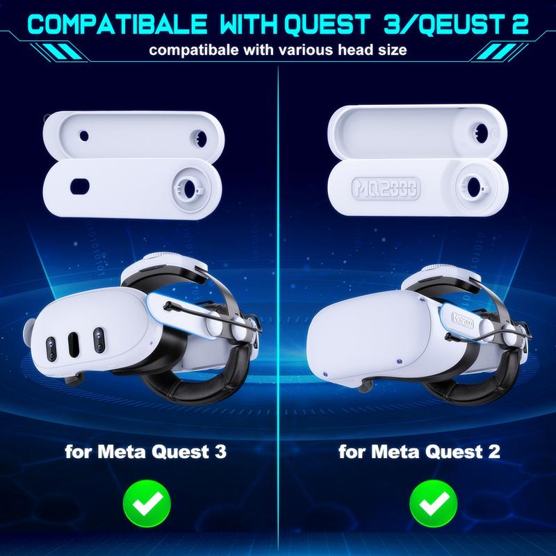 Head-Strap Compatible with Quest 3 Quest 2, 7500mAH Battery Replacement for Quest 3 2 Elite Strap, Super Soft and Skin Friendly PU Surface, Two Adjustable Knob,Enhanced Support and Comfort MQ2004