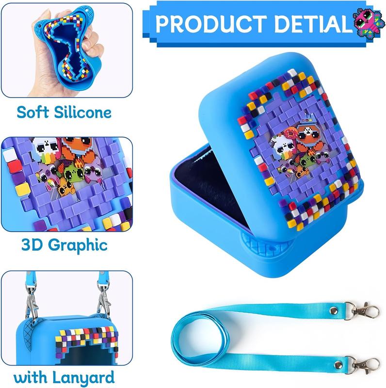 Case for Bitzee Interactive Toy Digital Pet and Case Silicone Skin Protective Cover for Bitzee Interactive Electronic Pet and Case Accessories with Lanyard (Blue)