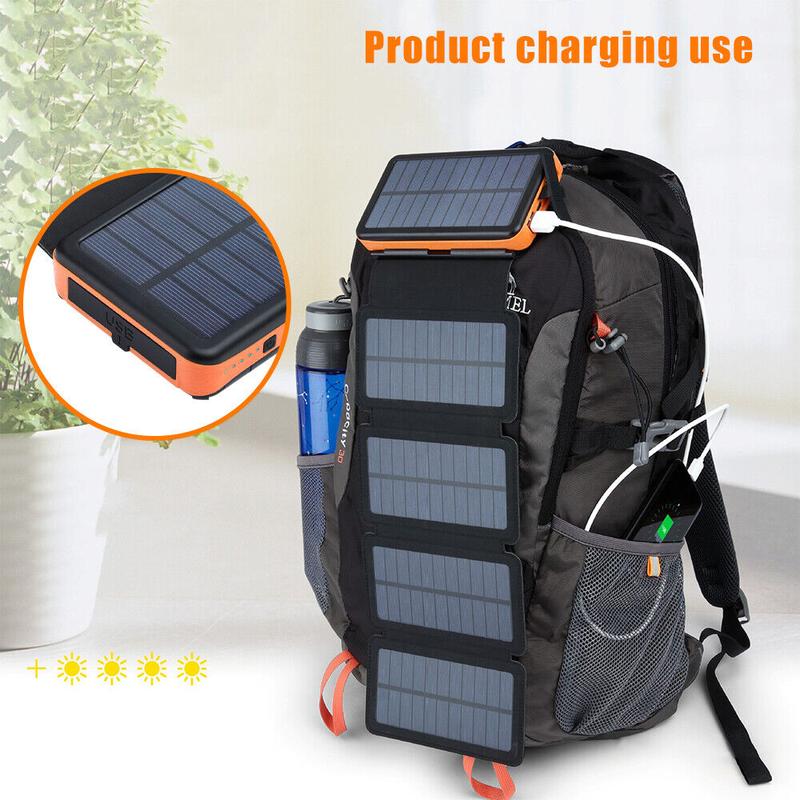 46800mAh 6 Solar Panel Portable Charger Folding Solar Power Bank For Cell Phone, Portable Charger External Battery & Flashlight