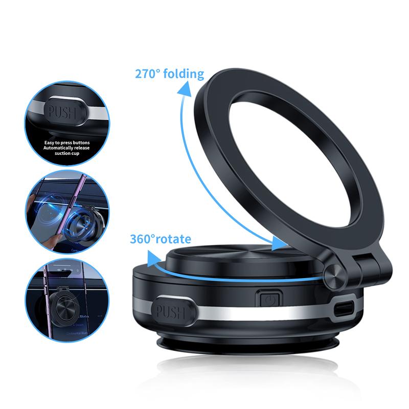 Magnetic Car Suction Cup Holder,Suction Cup Phone Mount, Portable Magnetic Phone Holder,360°3D Rotation & Safe View,Car Navigation Desktop Universal Support, for All Cell Phones