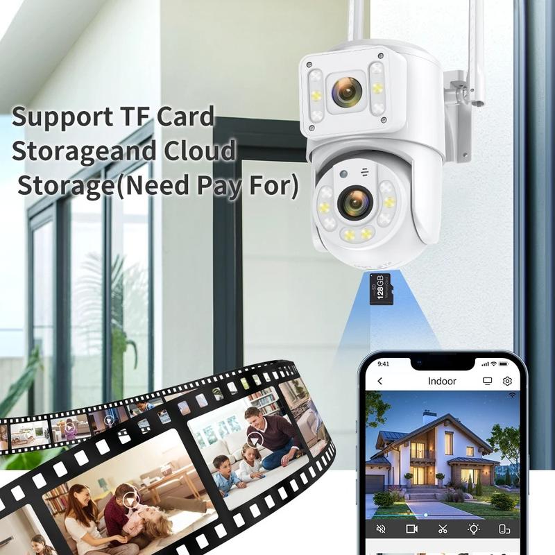 8MP 4K WiFi Surveillance Cameras Dual Lens PTZ Security Camera Outdoor Waterproof Smart Dual Screen Multiple Views Human Detect