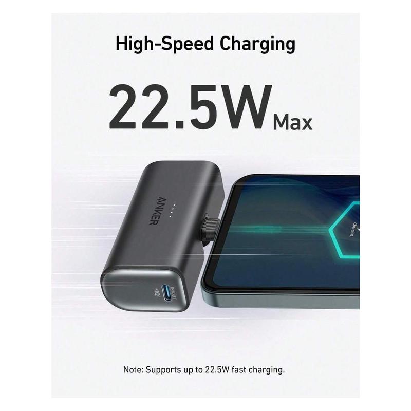 2024anker Anker Nano Power Bank With Built-In Foldable USB-C Connector, 5000mAh Portable Charger 22.5W, For IPhone 15 15 Plus 15 Pro 15 Pro Max, Samsung S22 23 Series, Huawei, IPad Pro Air, AirPods, And More