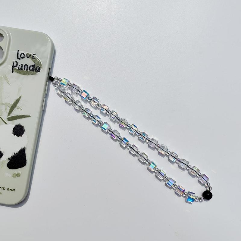 Cube Artificial Crystal Mobile Phone Chain, Colorful Beaded Mobile Phone Lanyard, Anti-lost Mobile Phone Decoration