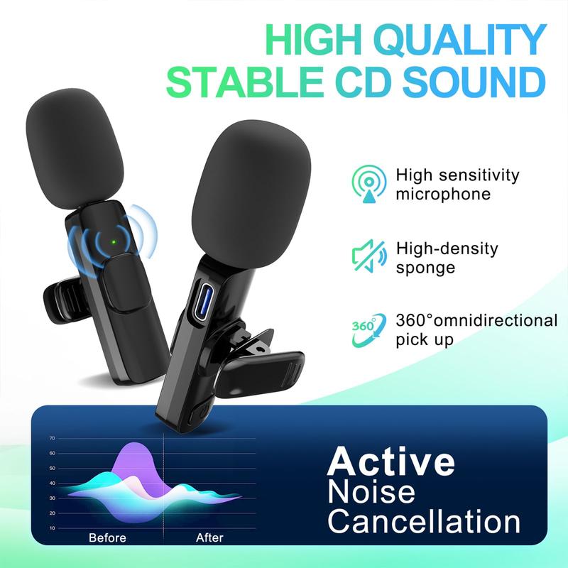 Portable Wireless Lavalier Microphone,Seamless Sound Solutions: Lavalier Mic for Podcasts, Interviews & Vlogs Audio Cable