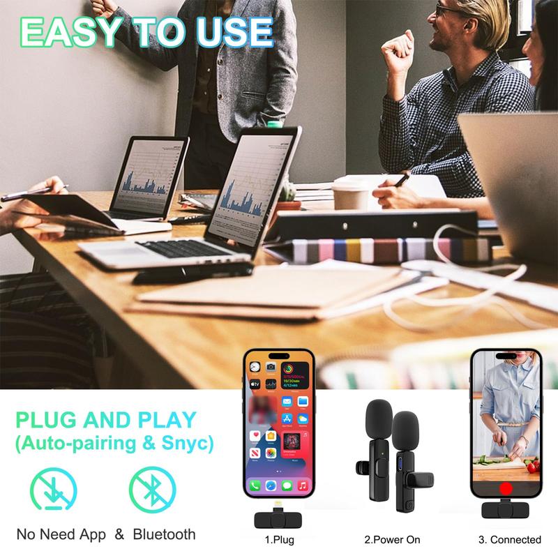 Portable Wireless Lavalier Microphone,Seamless Sound Solutions: Lavalier Mic for Podcasts, Interviews & Vlogs Audio Cable