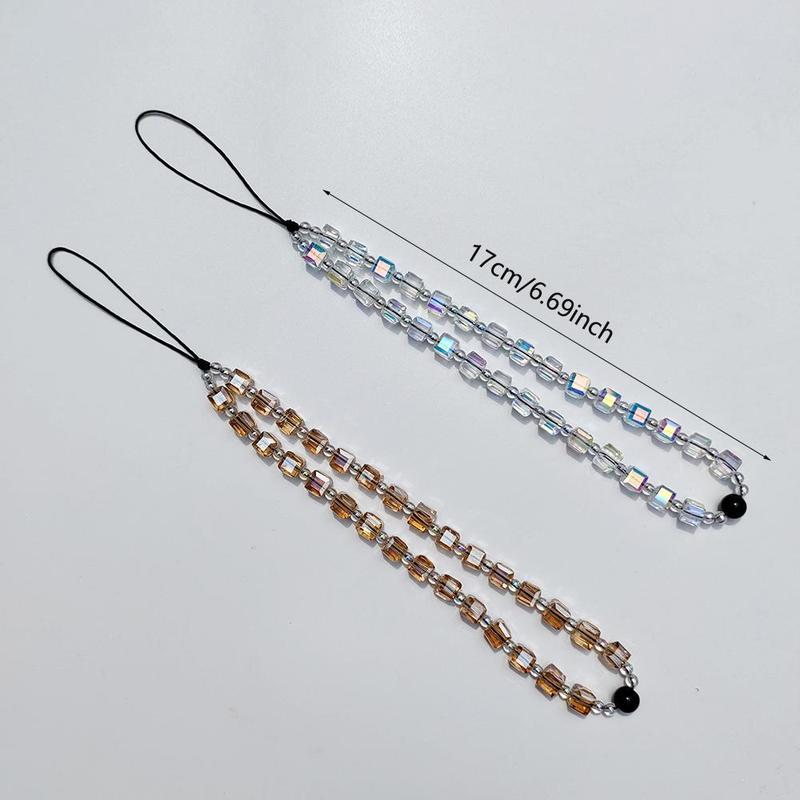 Cube Artificial Crystal Mobile Phone Chain, Colorful Beaded Mobile Phone Lanyard, Anti-lost Mobile Phone Decoration